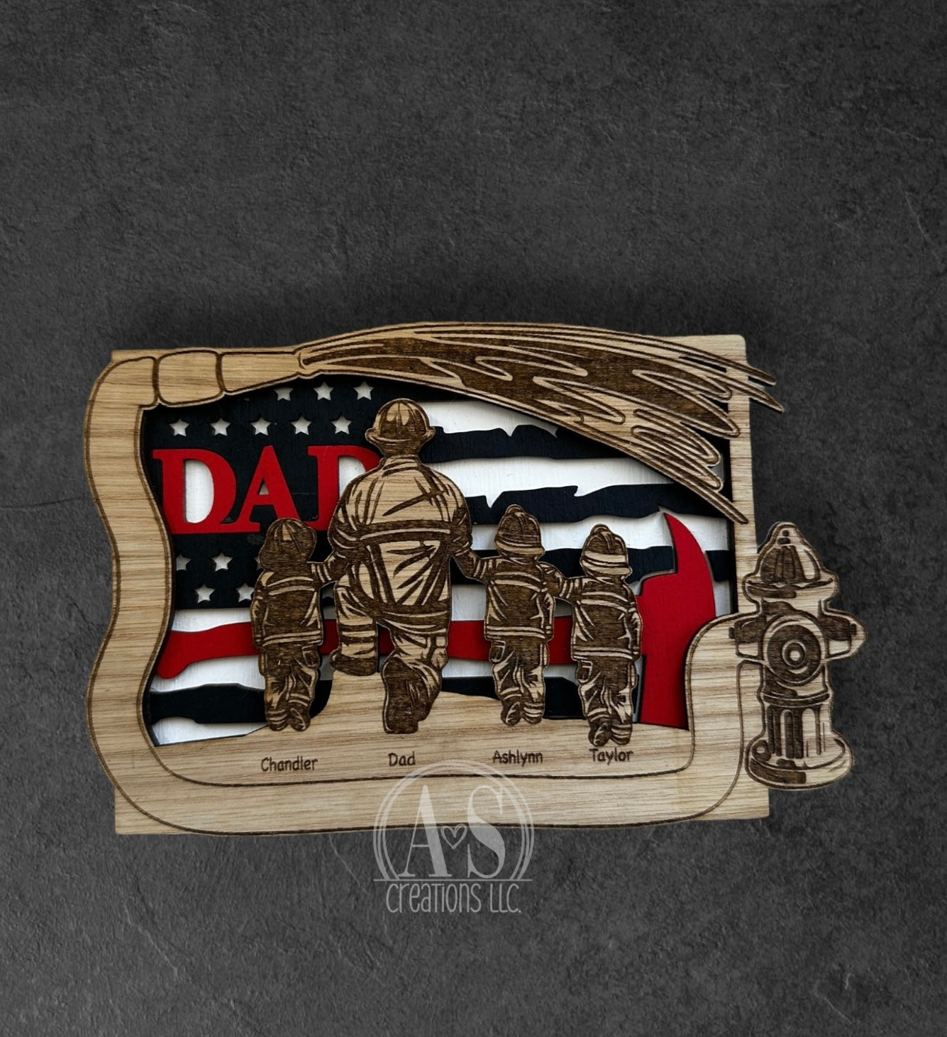 Firefighter personalized wood plaque