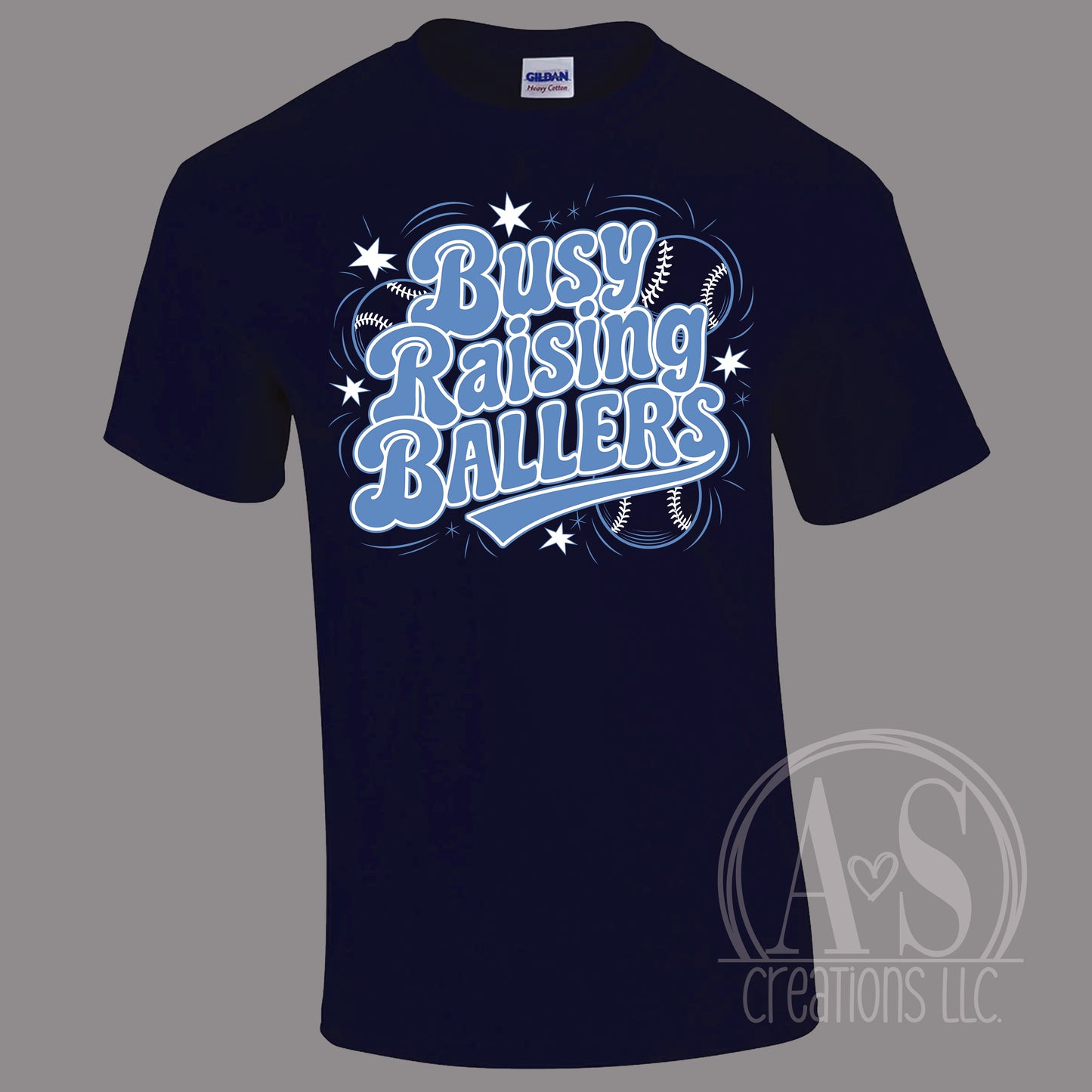 Busy Raising Ballers Navy Blue Tee
