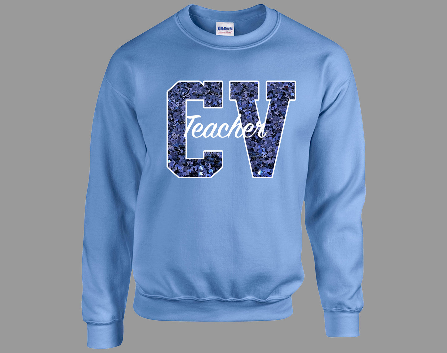 CV Teacher Sequin Sweatshirt - Carolina Blue