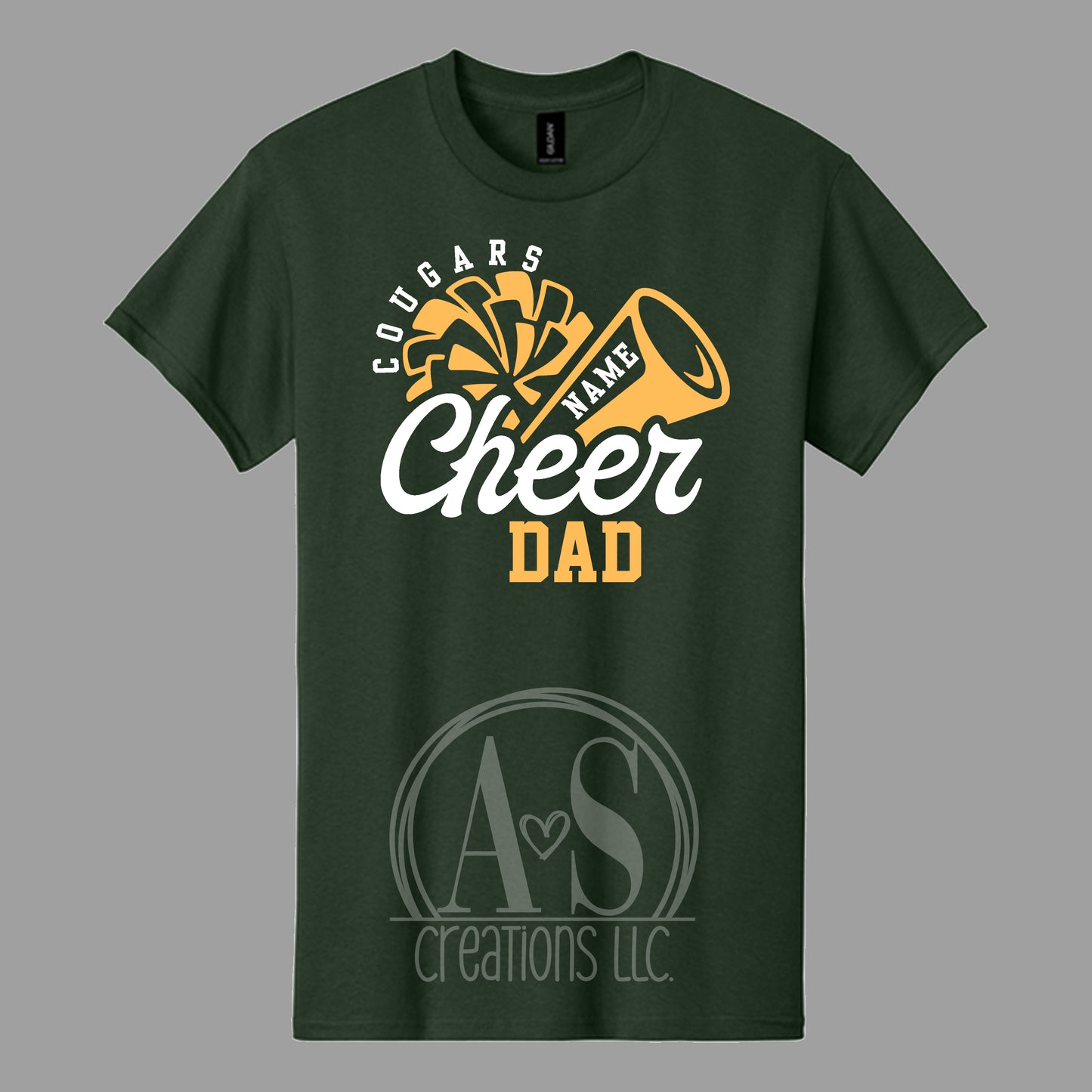 Cougars Cheer Dad Tee - Forest Green