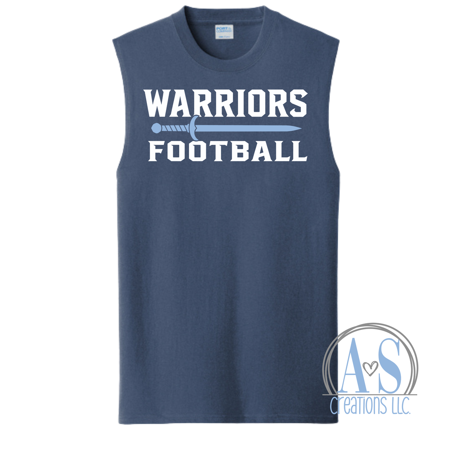 Warriors Football Sword Sleeveless Tank - Lil warriors fundraiser