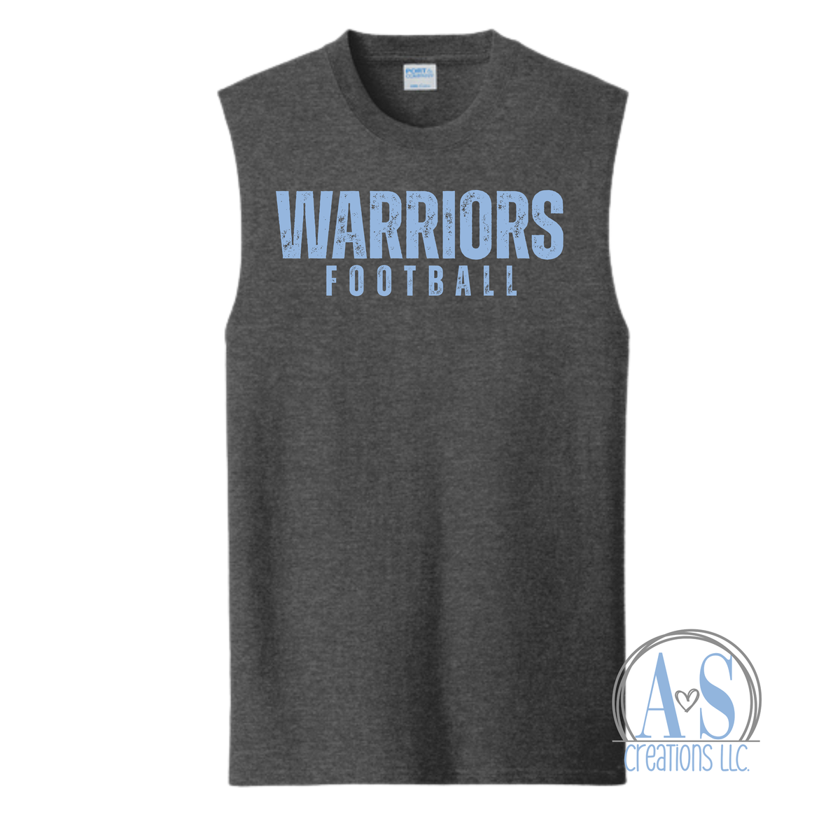 Warriors Football Distressed Sleeveless Tank - Lil Warriors Fundraiser