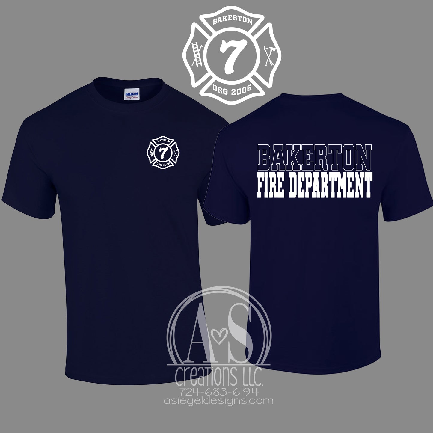 Bakerton Fire Tee - Navy