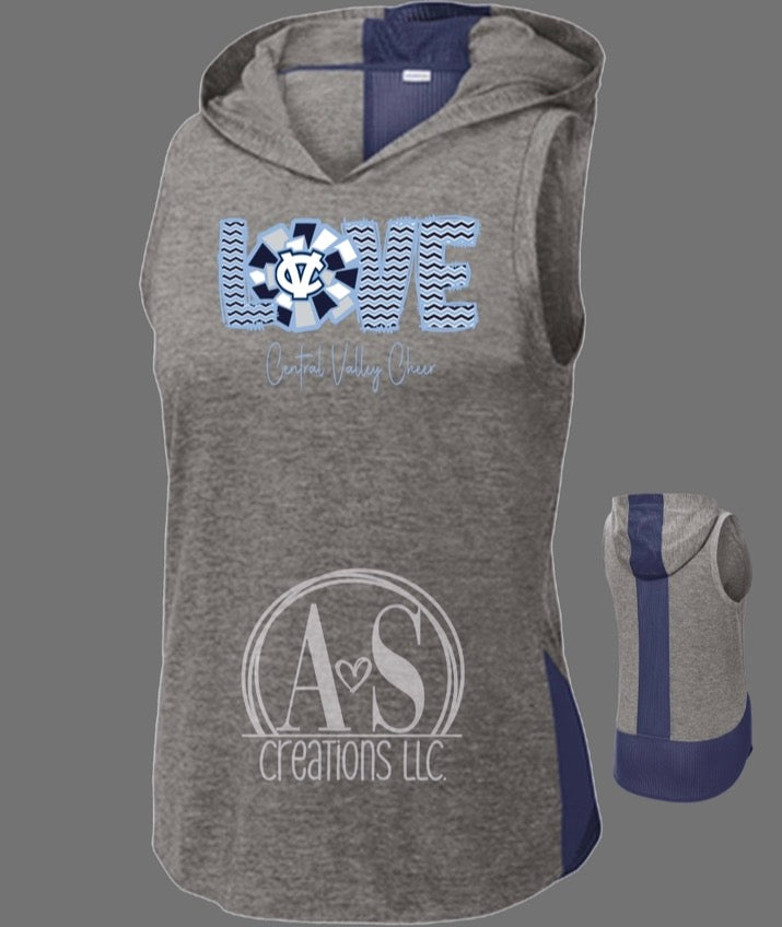 Love CV Cheer- Ladies hooded sleeveless tank
