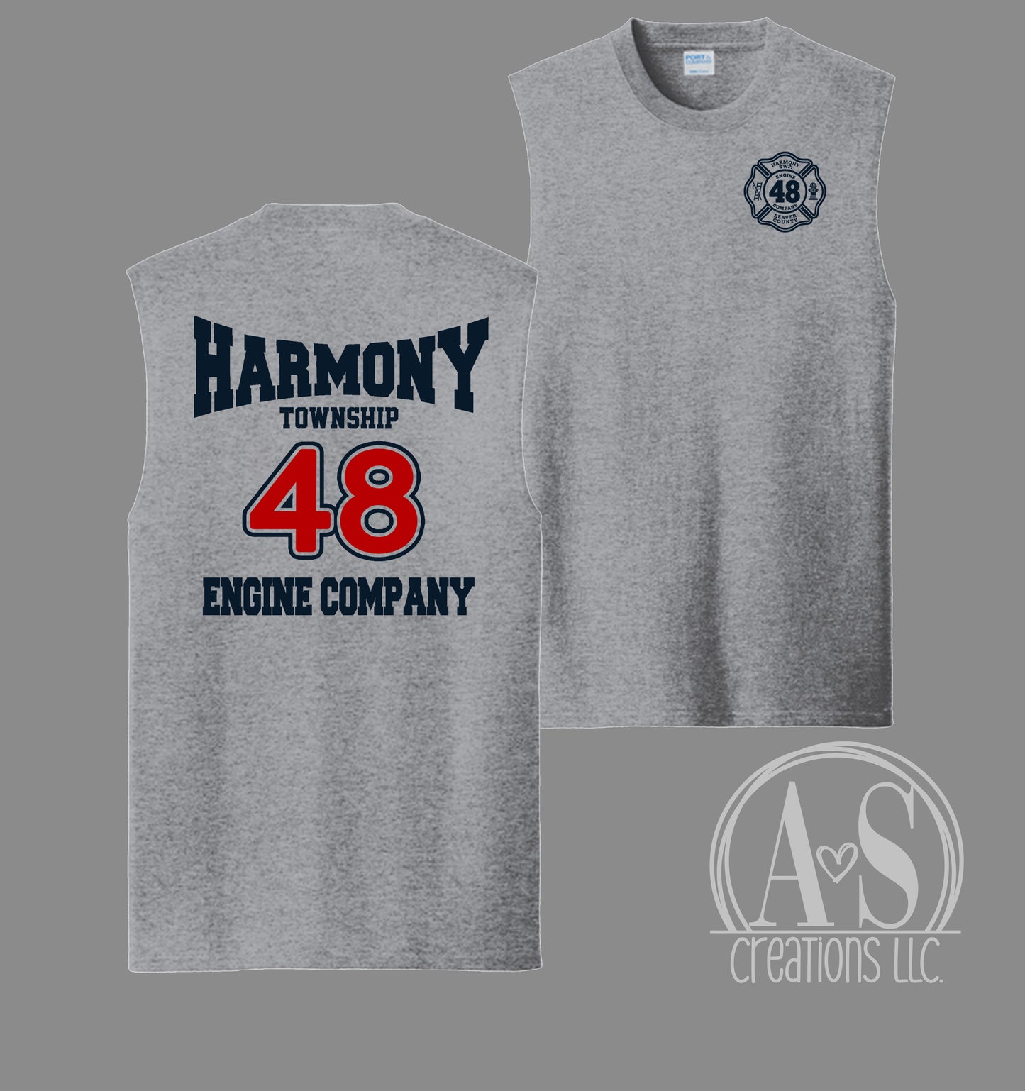 Harmony Township 48 Engine Company - Sleeveless Sport Grey