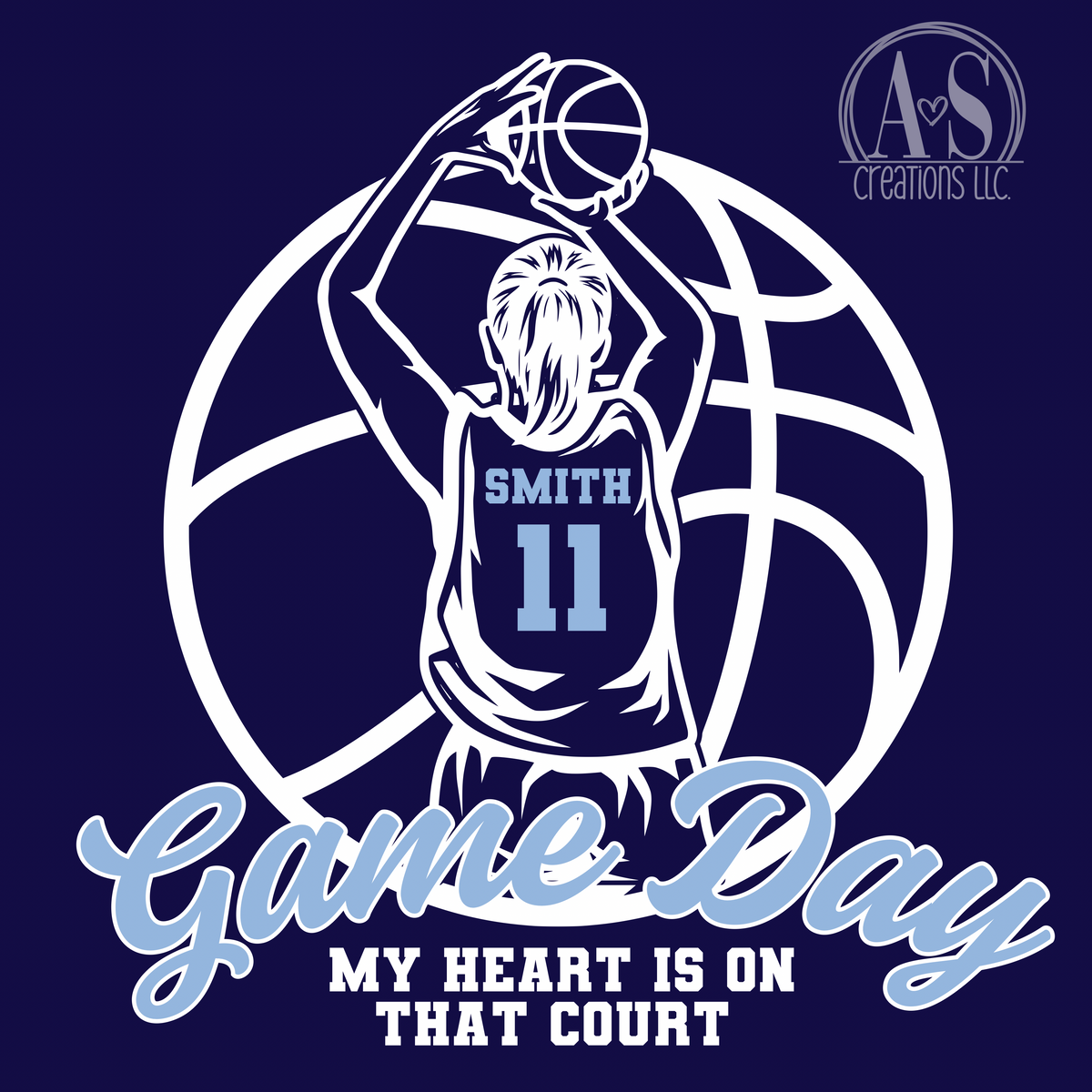 My Heart is on that Court 1 female Player - Navy Blue