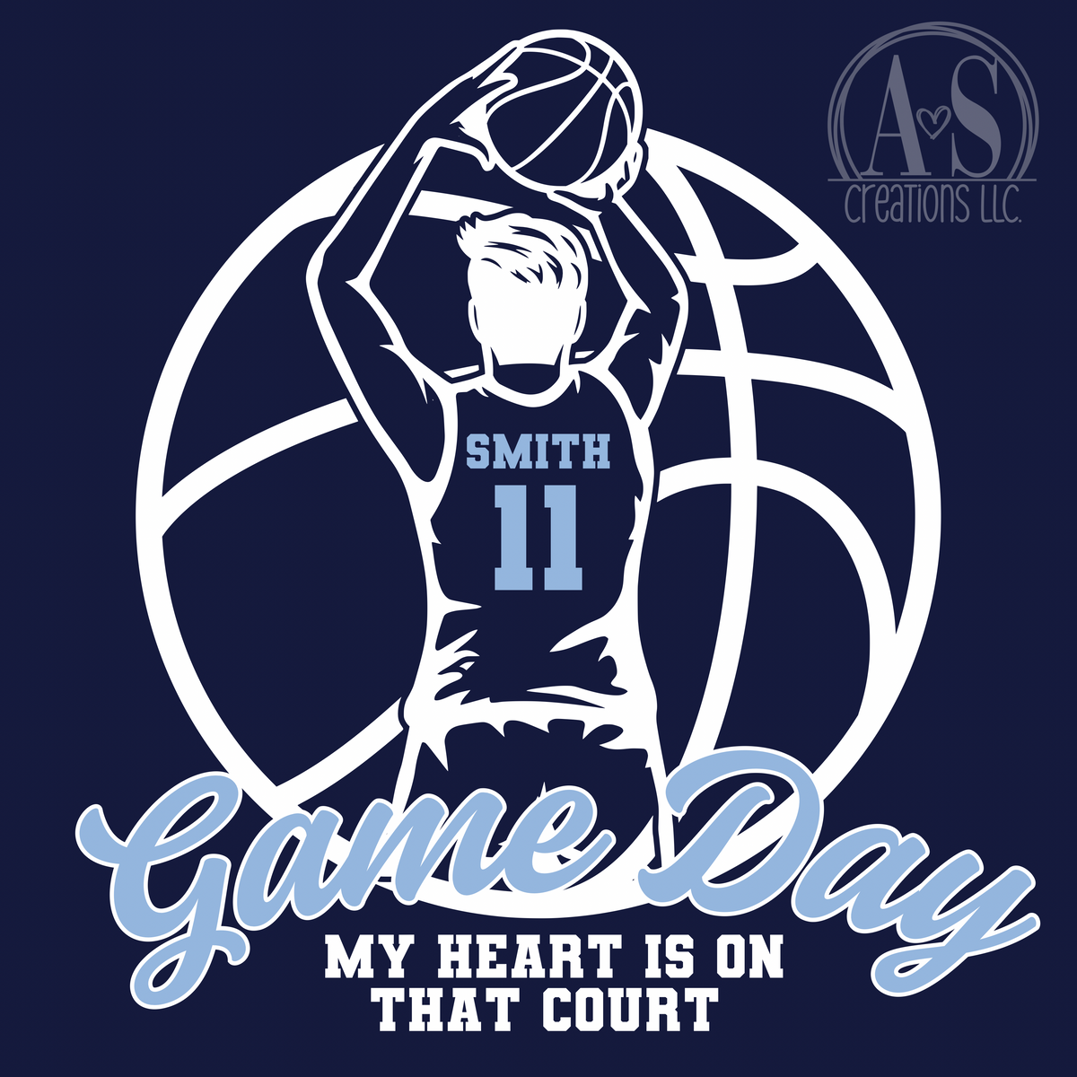 My Heart is on that Court 1 Male Player - Navy Blue