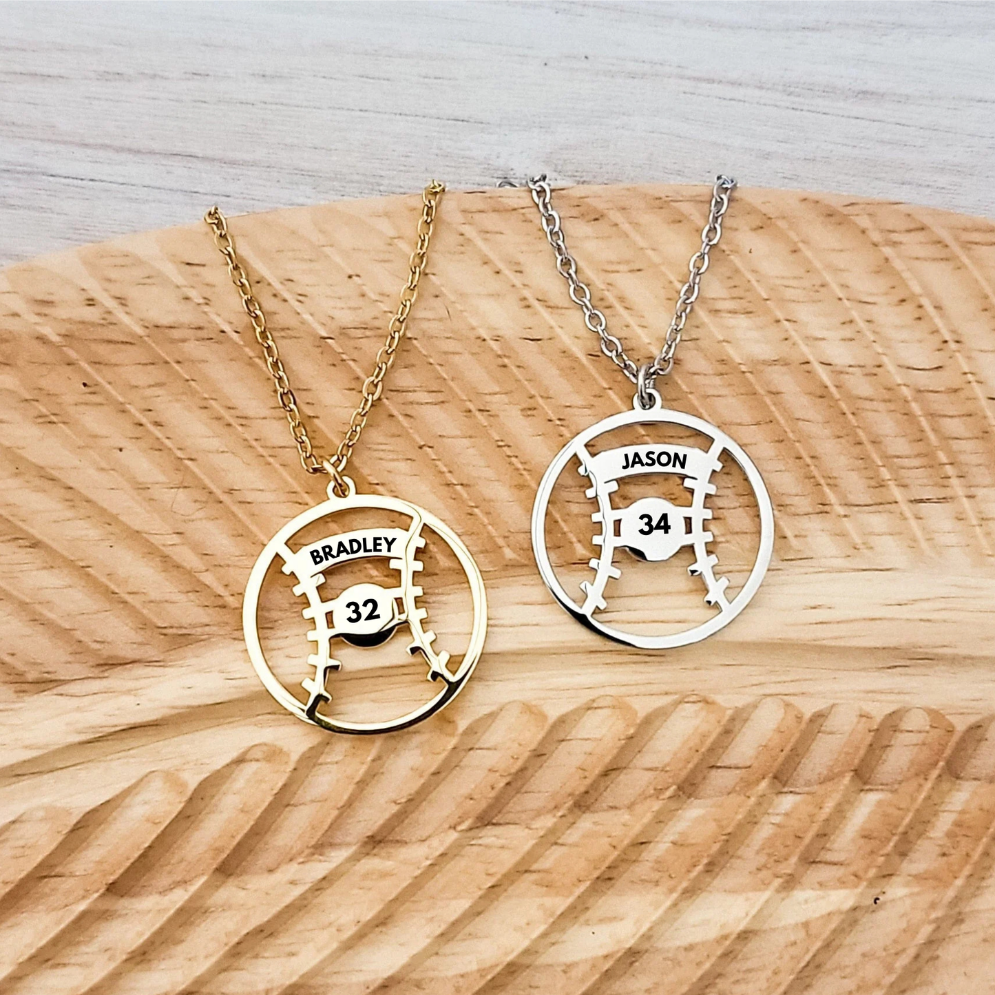 Engraved Baseball Necklace