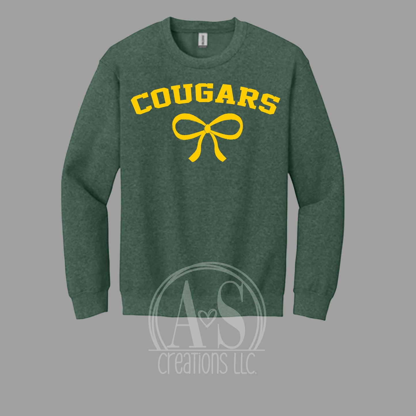 Cougars Bow Sweatshirt - Heather Dark Green