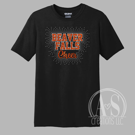 Glitter + Rhinestone Beaver Falls Cheer - Black