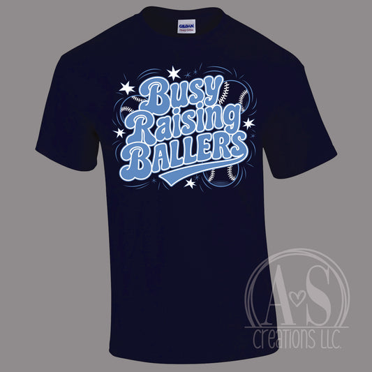 Busy Raising Ballers Navy Blue Tee