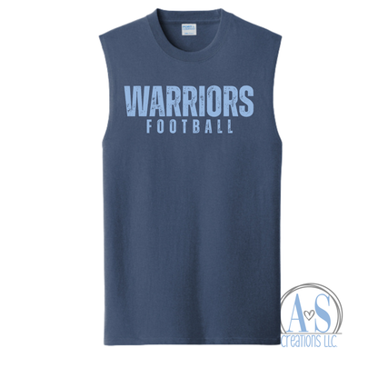 Warriors Football Distressed Sleeveless Tank - Lil Warriors Fundraiser