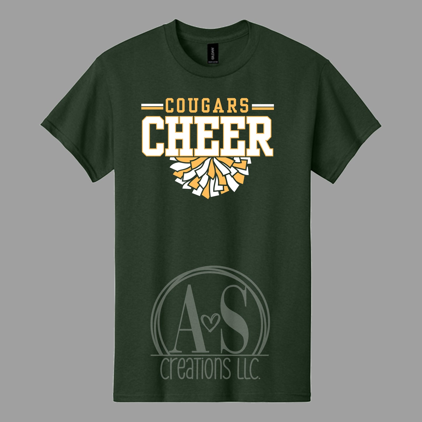 Cougars Cheer Tee - Forest Green
