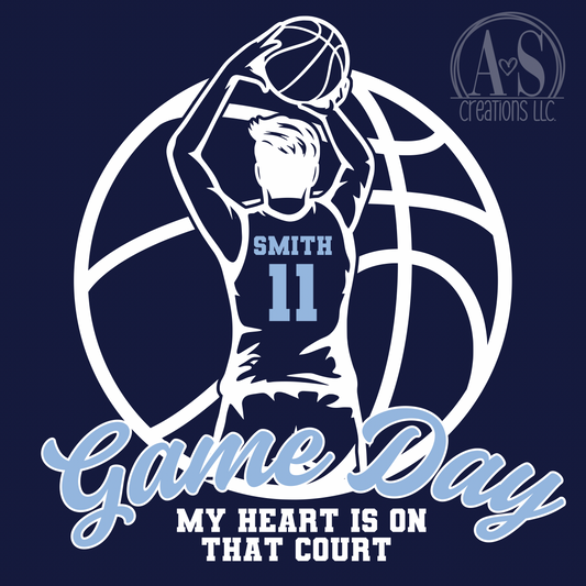 My Heart is on that Court 1 Male Player - Navy Blue