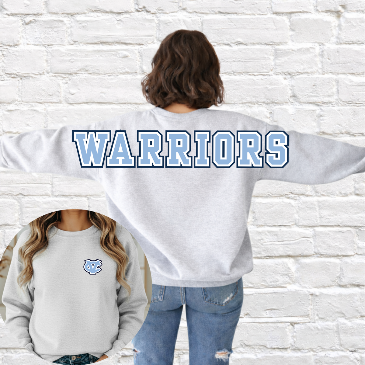 Warriors Glitter Big Back Sweatshirt-ash grey