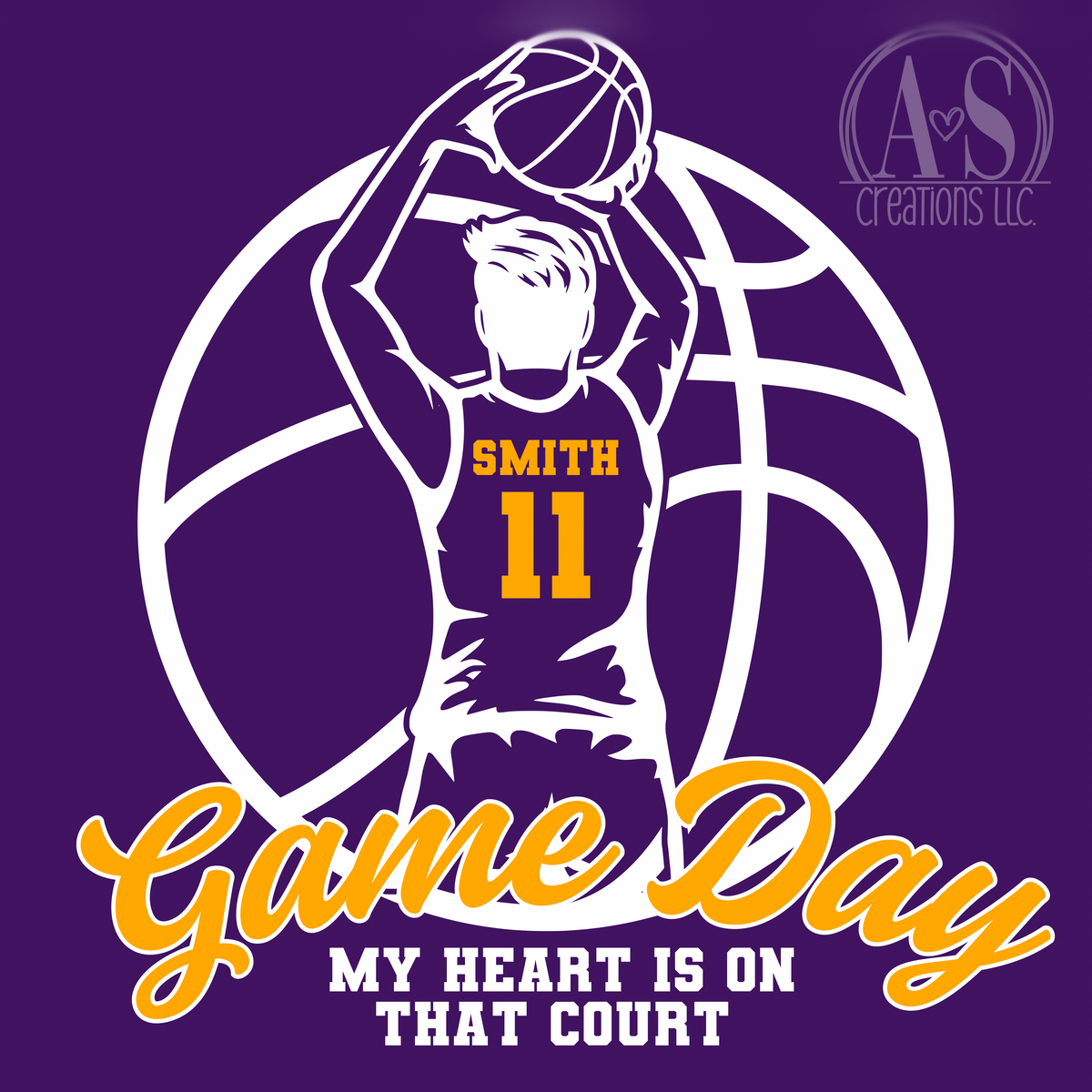 My Heart is on that Court 1 Male Player - Purple