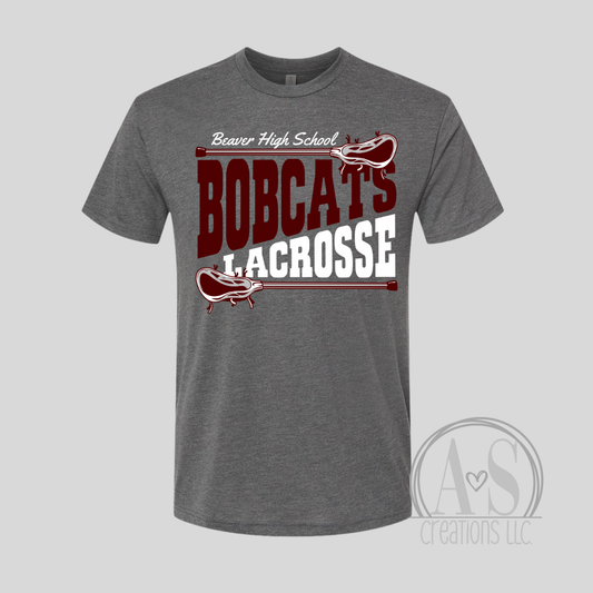 Bobcats Lacrosse Tee-Dark Heather grey