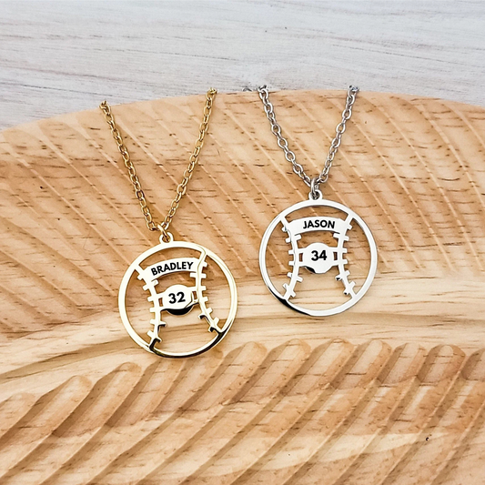 Engraved Baseball Necklace