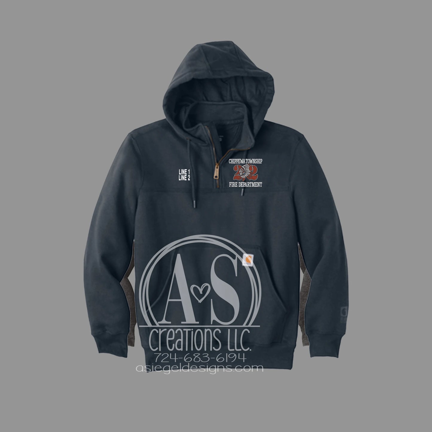 Indian Carhartt 1/4 Zip Hoodie  - Navy