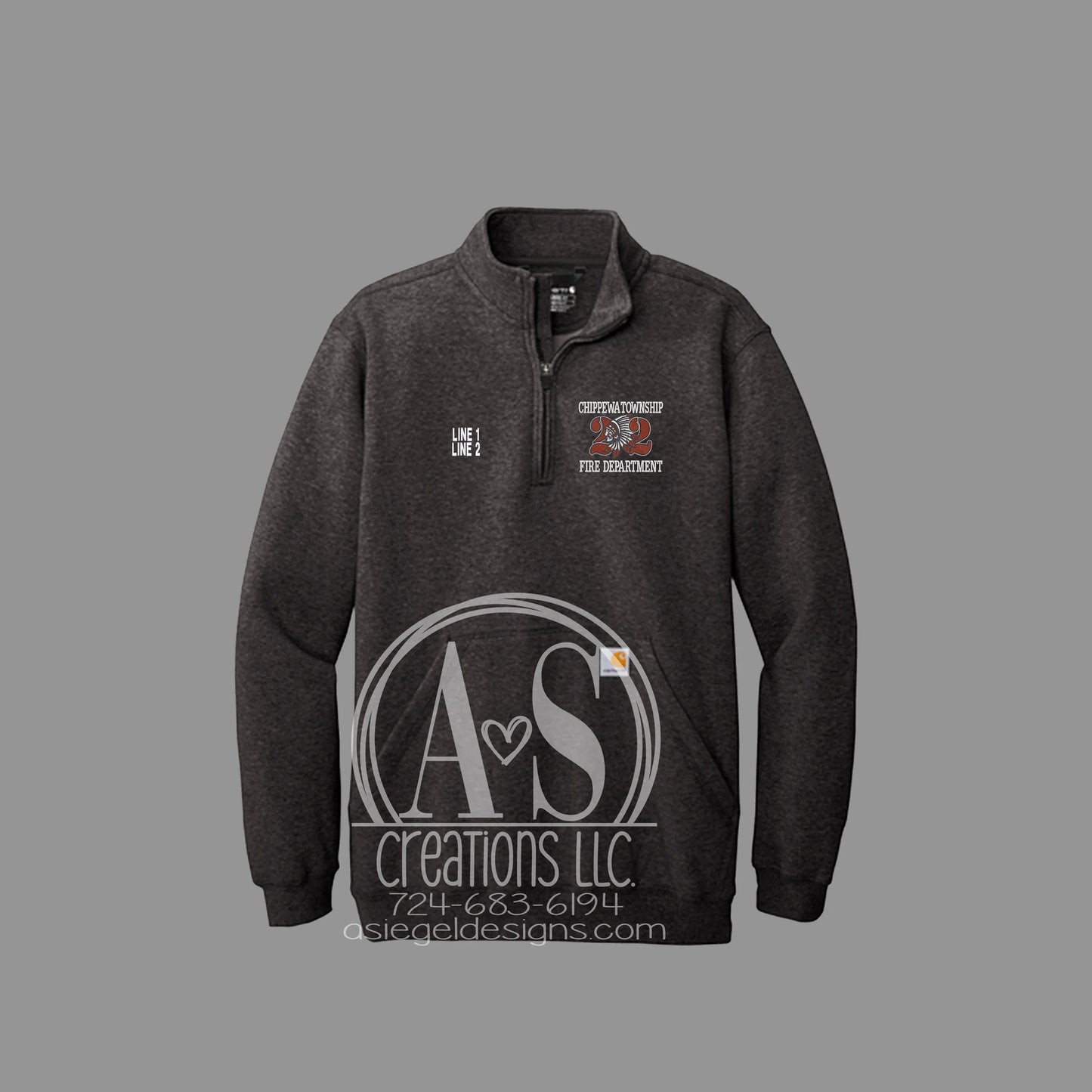 Indian Carhartt 1/4 Zip Sweatshirt - Dark Heather Grey
