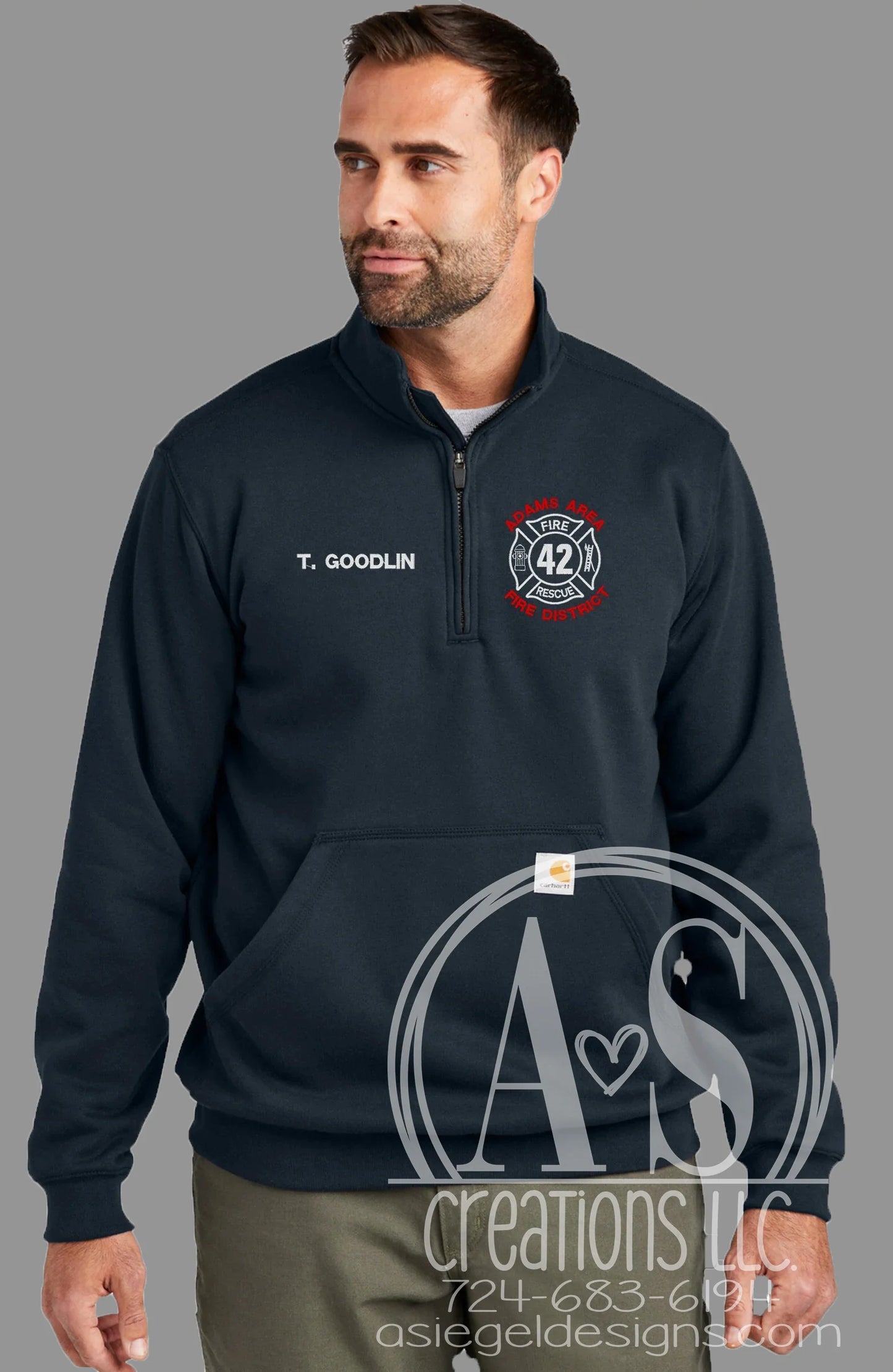 Station Number Maltese 1/4 Zip Carhartt Sweatshirt
