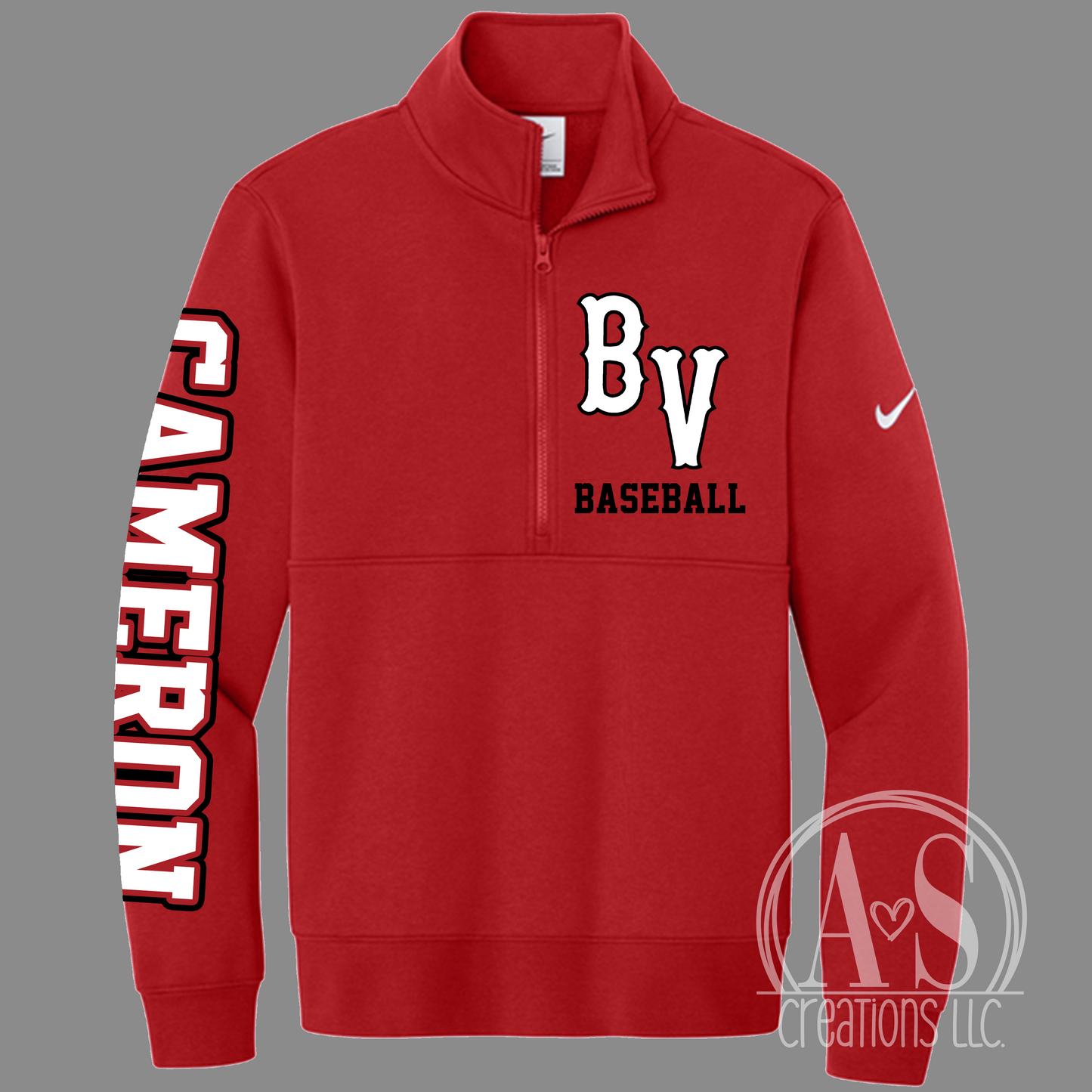 BV Baseball  1/2 Zip NIKE Long Sleeve- Red
