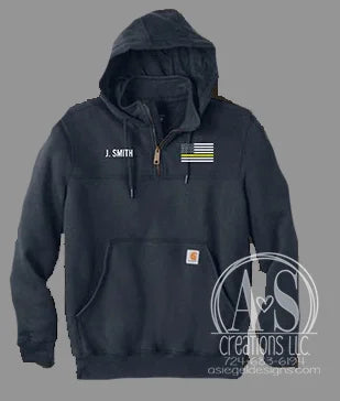 Thin Yellow Line 1/4 Zip Carhartt Hoodie