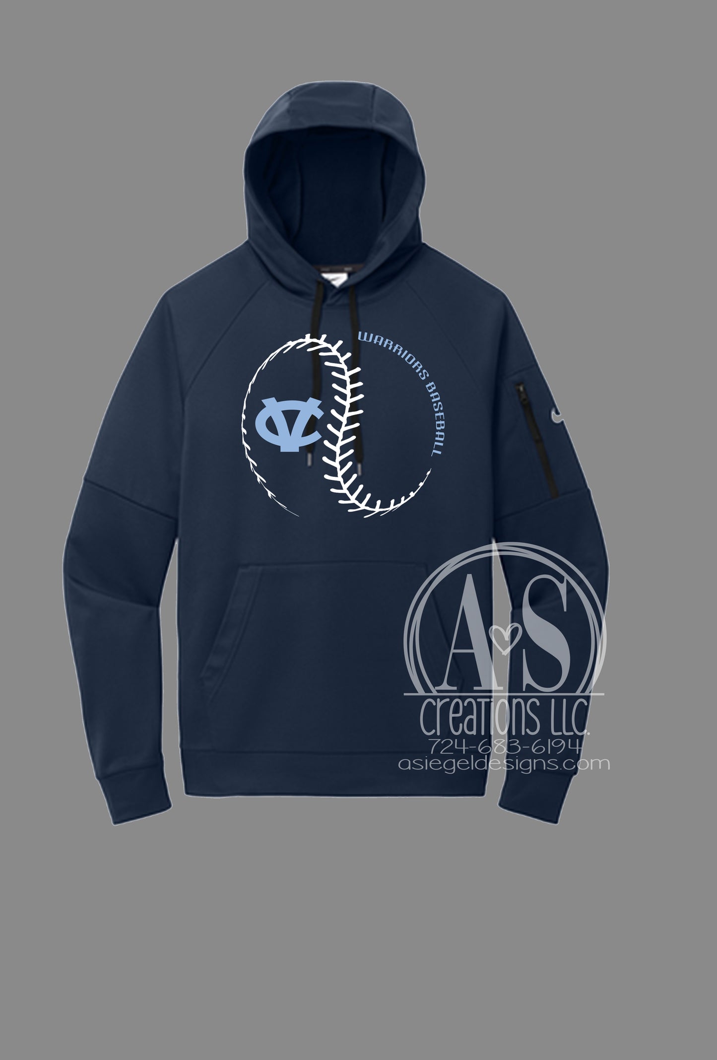 Baseball Laces NIKE hoodie - Navy CVHS