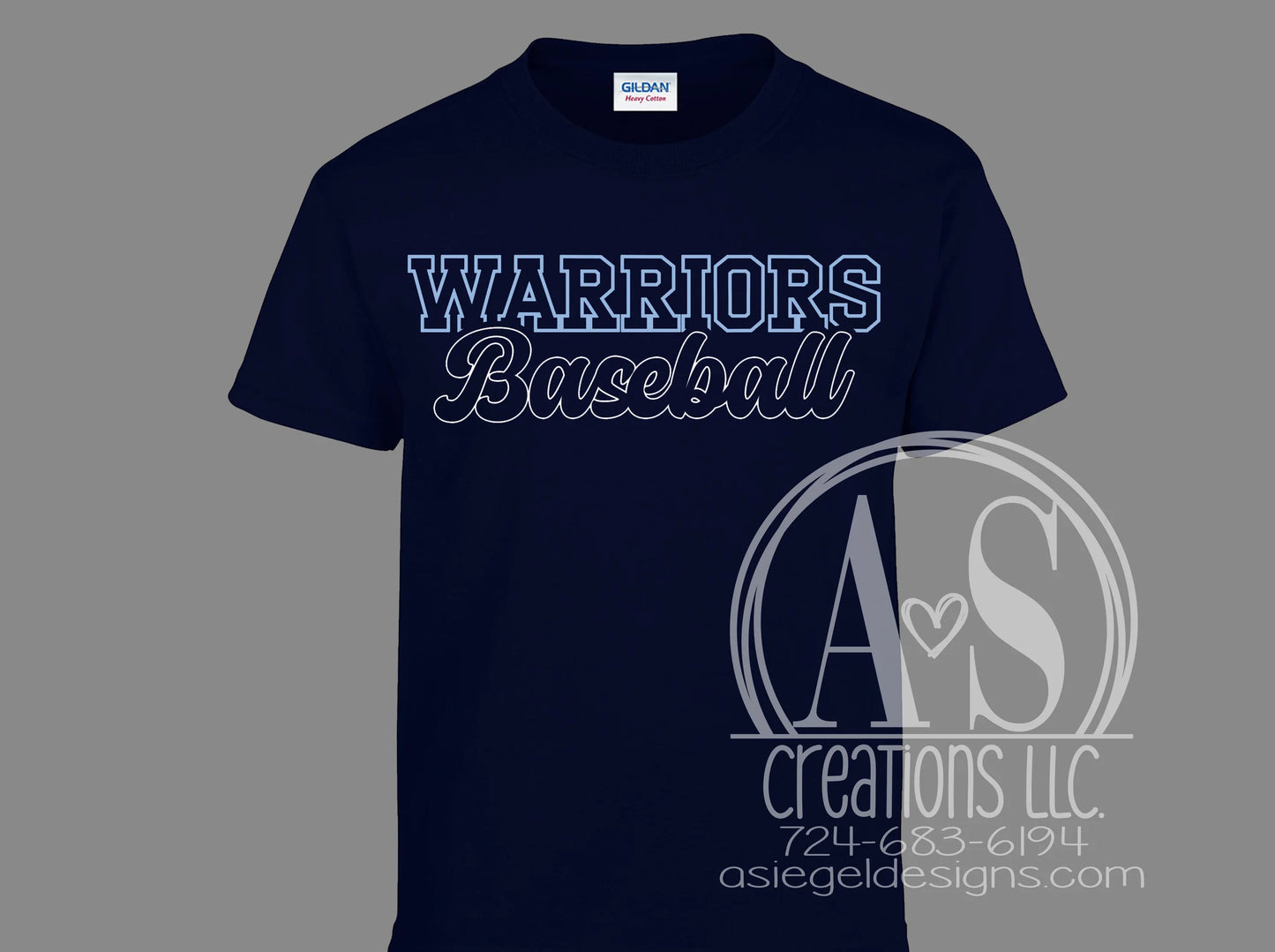 Warriors Baseball Outline - Navy