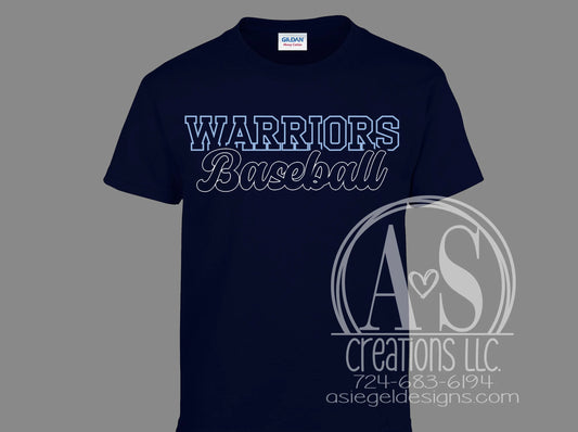 Warriors Baseball Outline - Navy