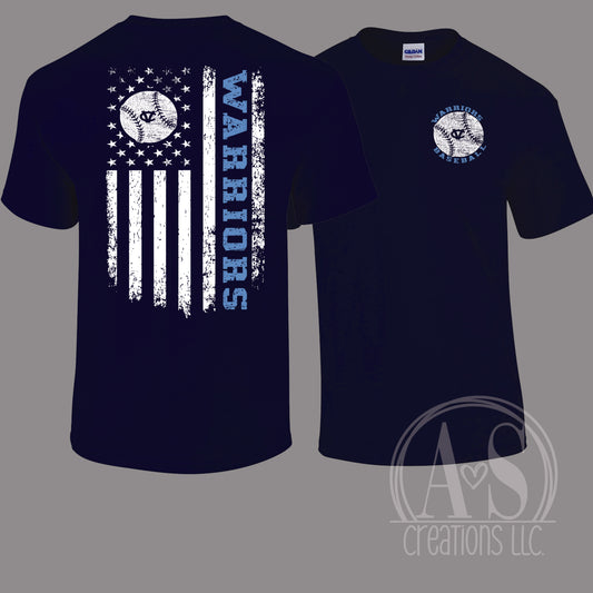 Warriors Baseball Patriot Navy Blue Tee