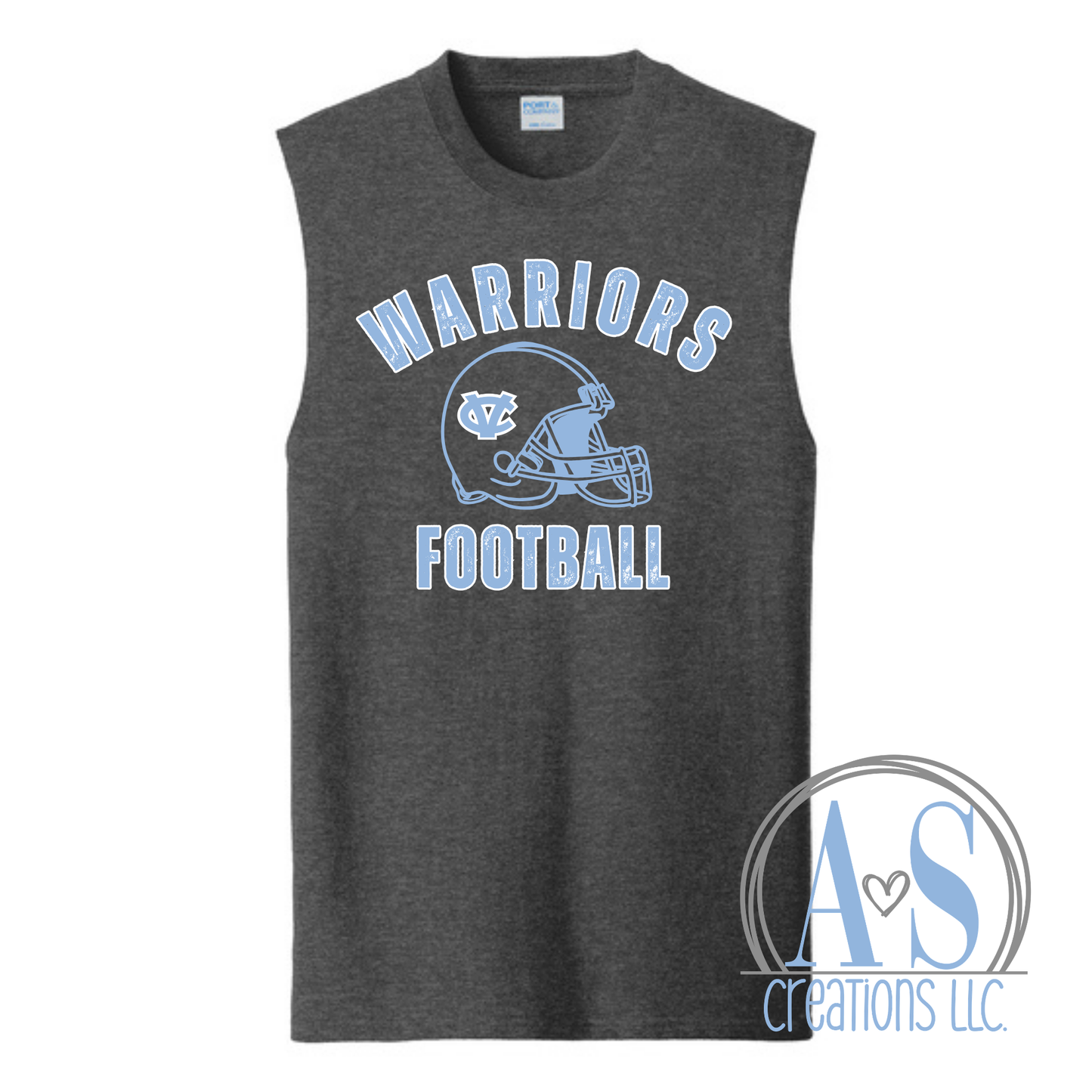 Warriors Football Distressed Helmet Sleeveless Tank- Lil Warriors Fundraiser