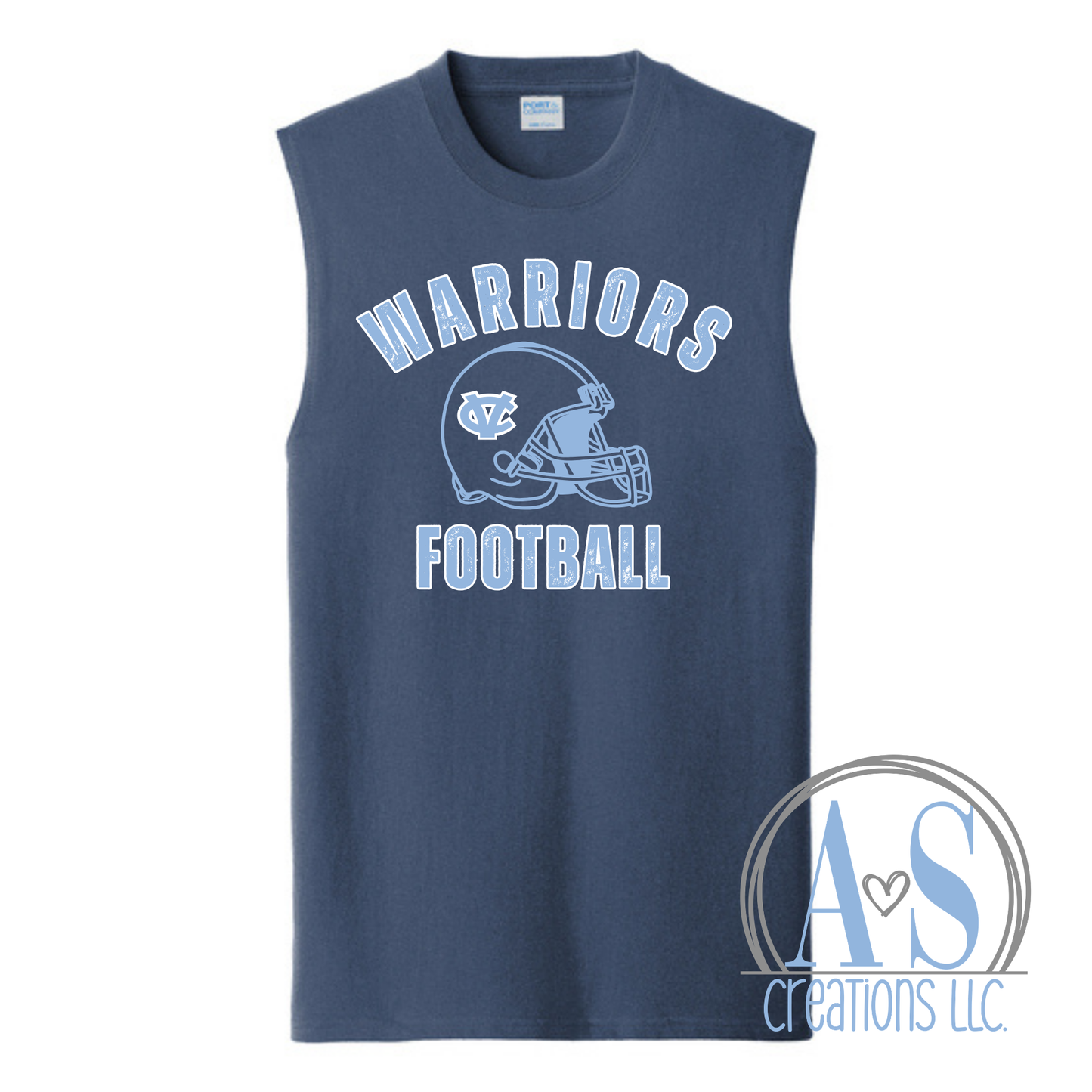 Warriors Football Distressed Helmet Sleeveless Tank- Lil Warriors Fundraiser