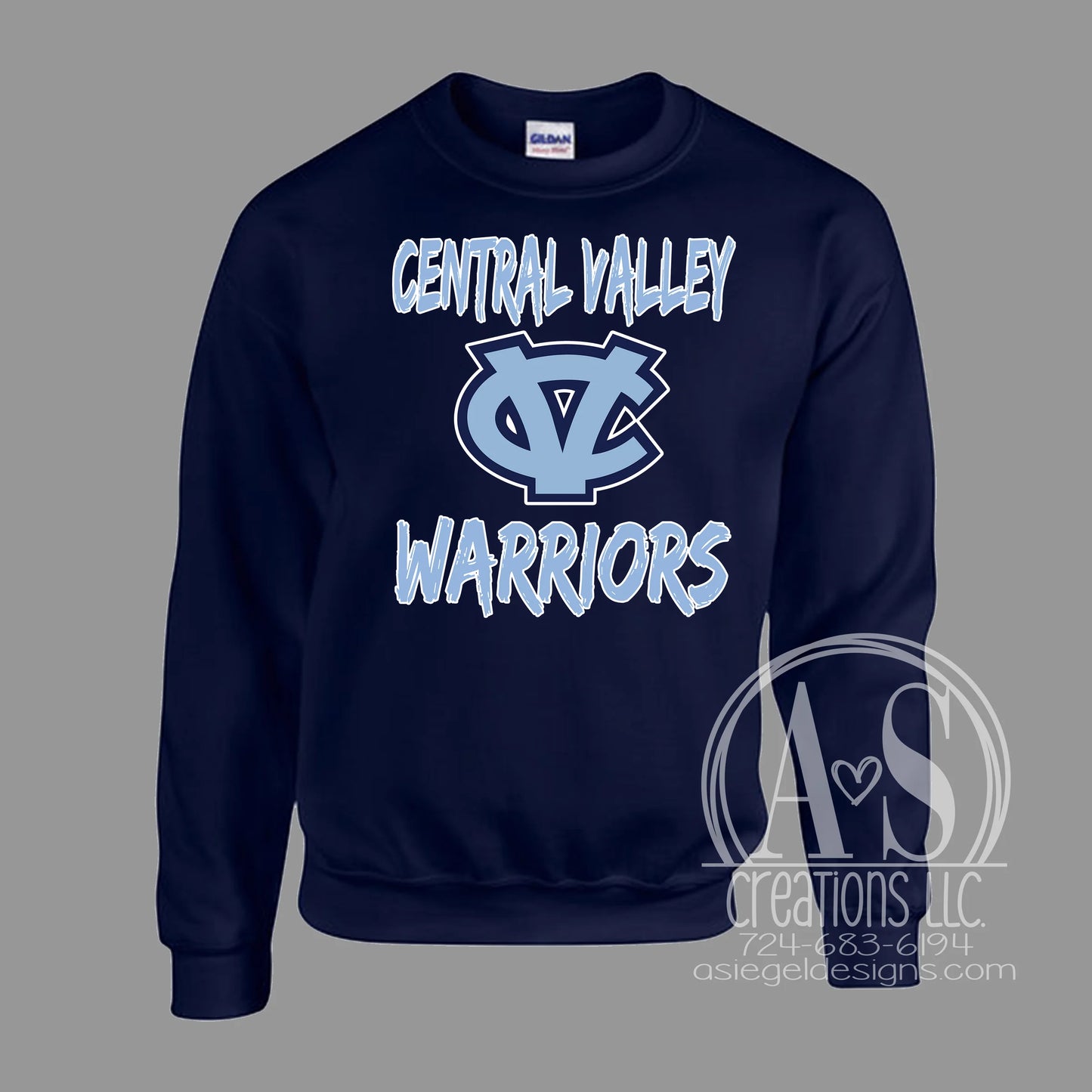 Central Valley Warriors Brush Script - Navy