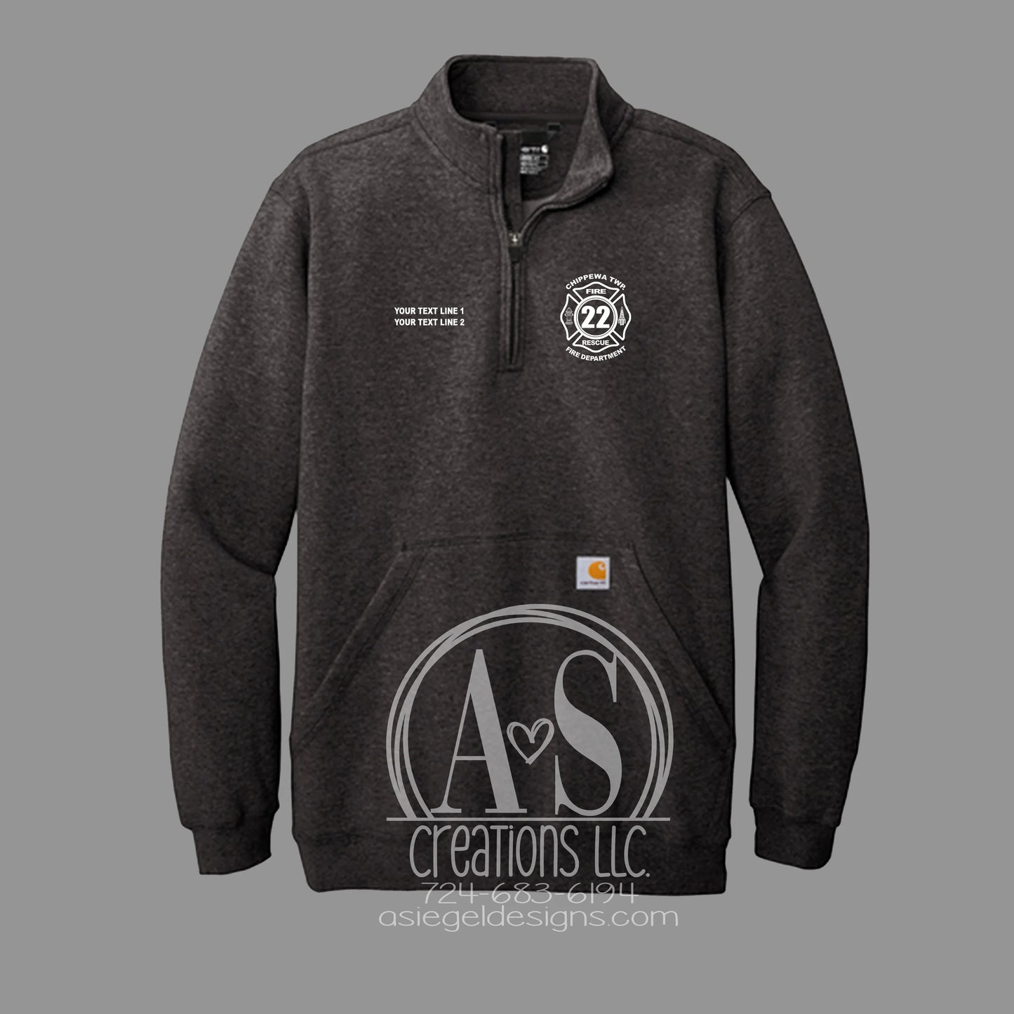 Chippewa Twp. Fire Carhartt 1/4 Zip Sweatshirt - Dark Heather Grey