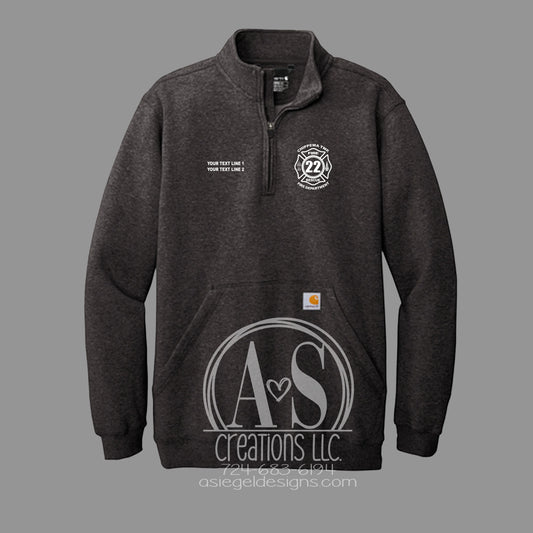 Chippewa Twp. Fire Carhartt 1/4 Zip Sweatshirt - Dark Heather Grey