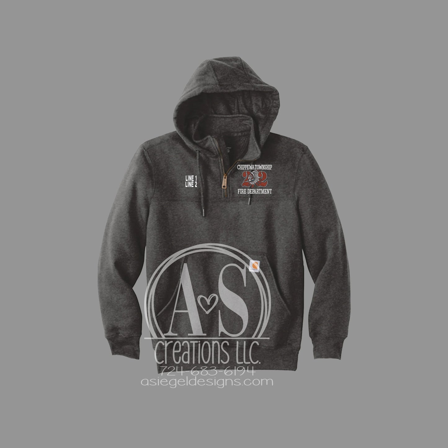 Indian Carhartt 1/4 Zip Hoodie  - Dark Heather Grey