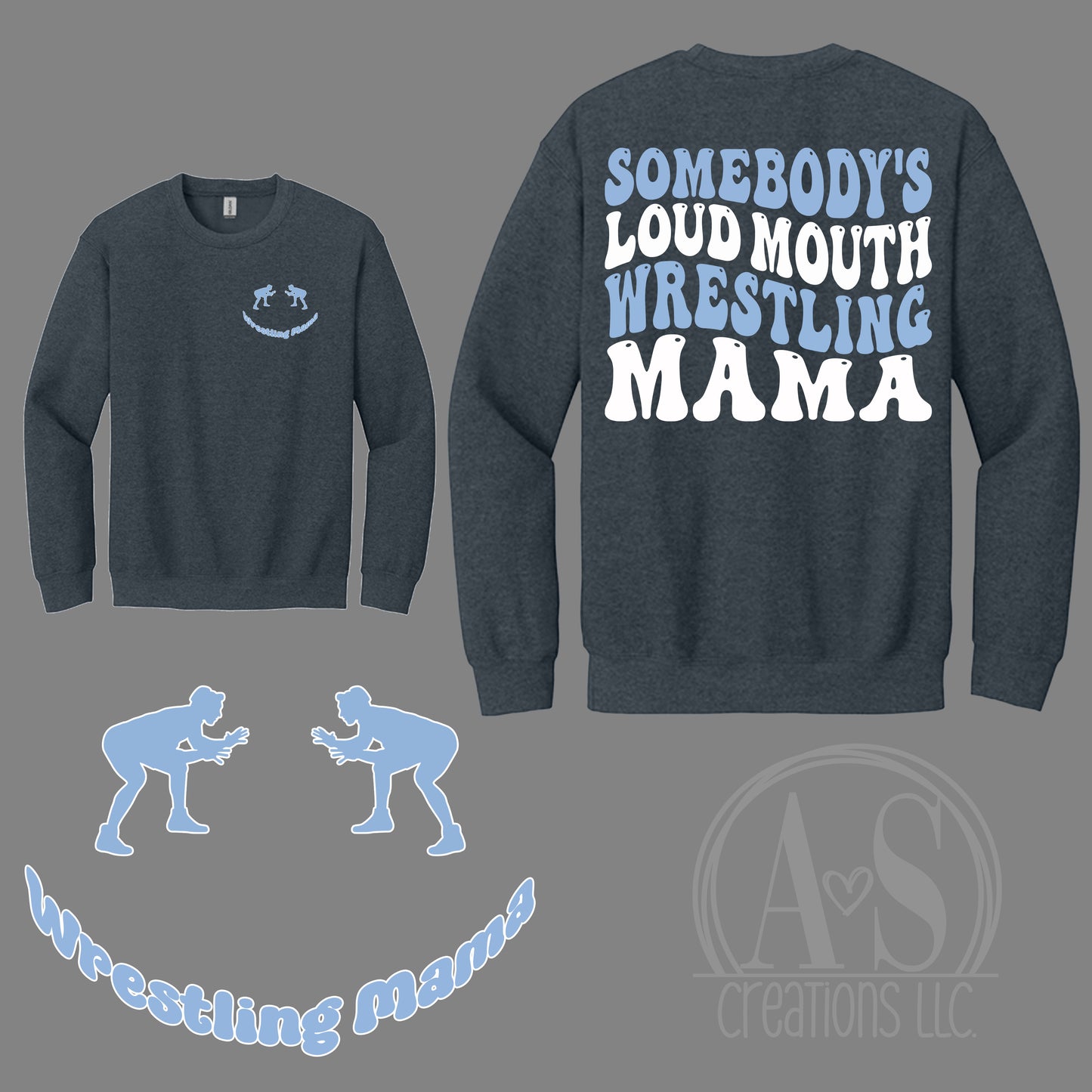 Wrestling Mama (loud mouth) - Dark Heather Grey