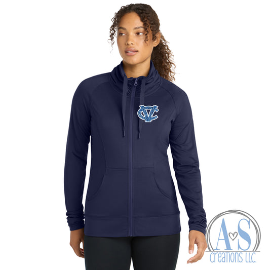 CV Women's Sport-Wick® Stretch Full-Zip Jacket (navy or white)  - Glitter