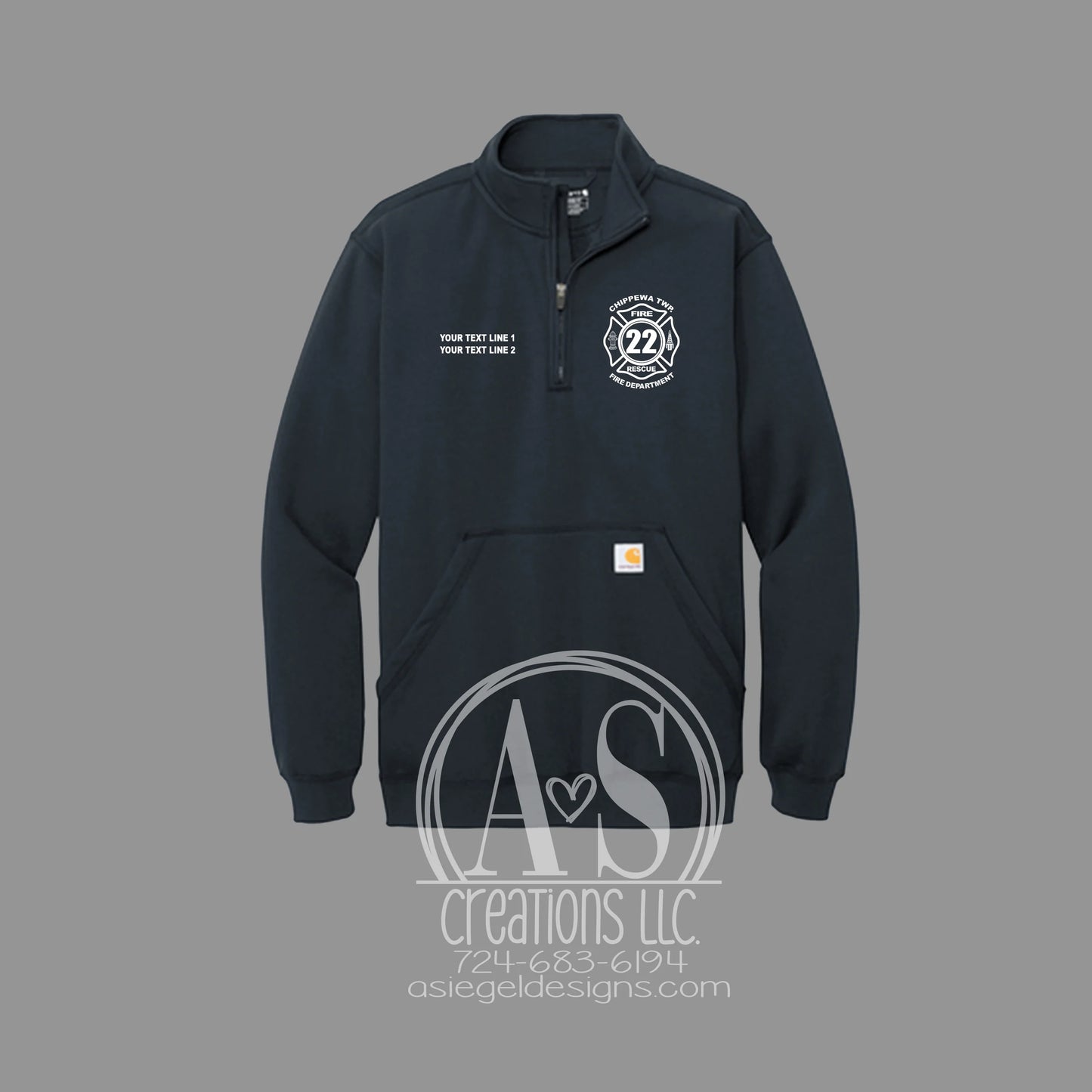 Chippewa Twp. Fire Carhartt 1/4 Zip Sweatshirt - Navy