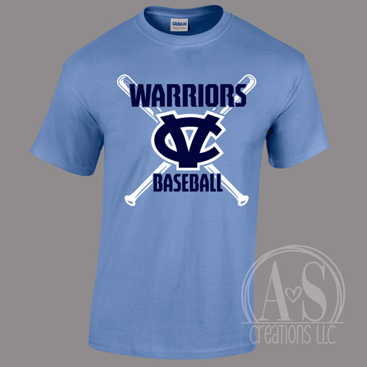 Warriors Baseball Bats Carolina Blue Tee
