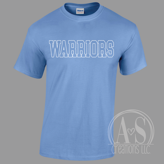 Warriors Outline Carolina Blue Tee