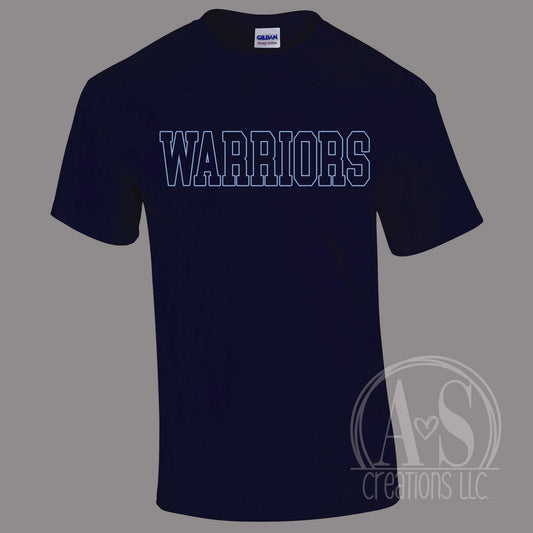 Warriors Outline Navy Blue Tee