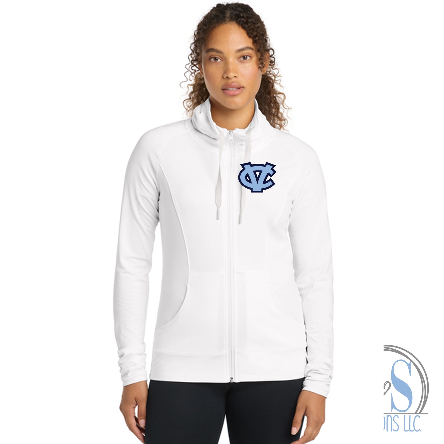 CV Women's Sport-Wick® Stretch Full-Zip Jacket (navy or white)